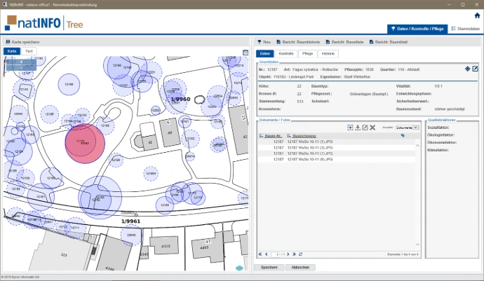 Screenshot der Baumkataster-Software natINFO | Tree
