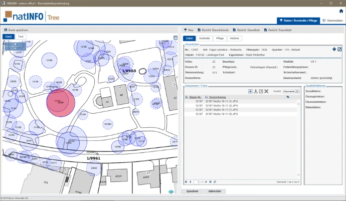 Screenshot der Baumkataster-Software natINFO | Tree